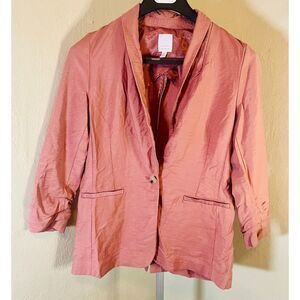 LC Lauren Conrad Rose Pink Ruched 3/4 Sleeve Blazer - Small